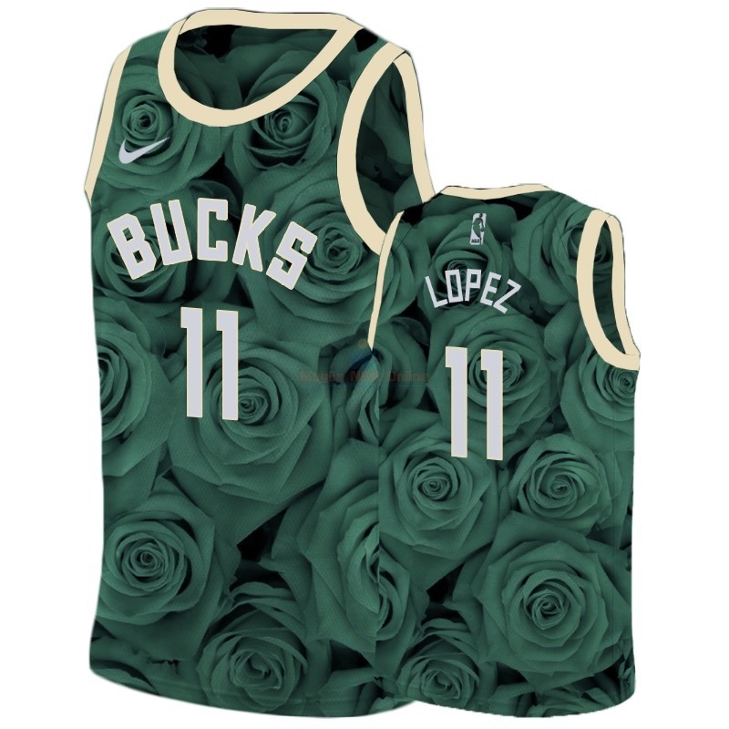 Maglia NBA Nike Milwaukee Bucks #11 Brook Lopez Verde Acquista