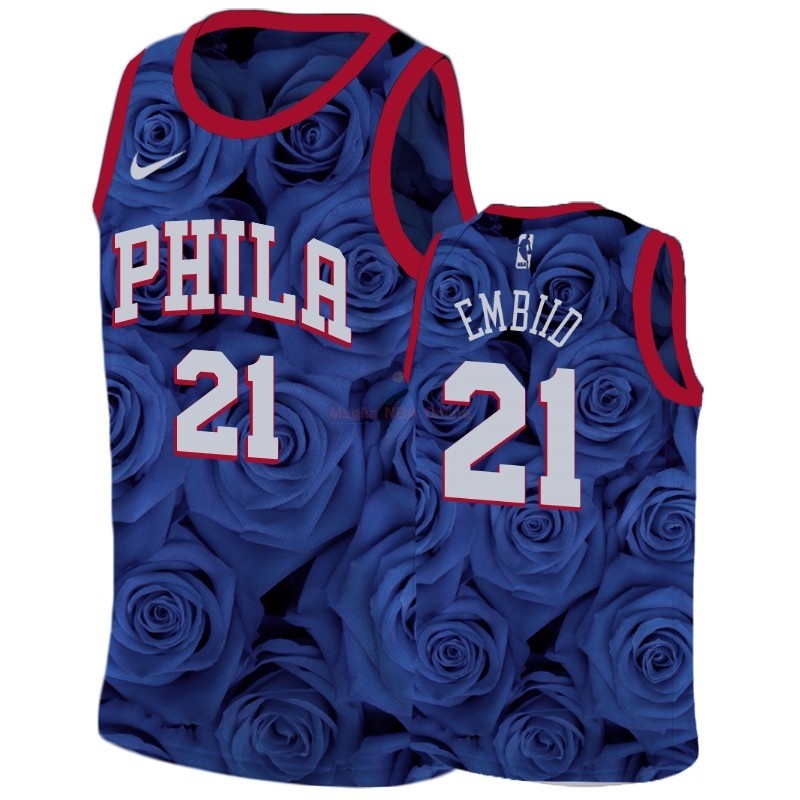 Maglia NBA Nike Philadelphia Sixers #21 Joel Embiid Blu Acquista