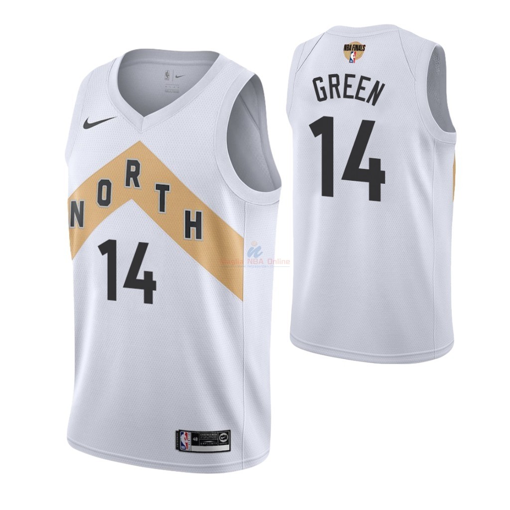 Maglia NBA Toronto Raptors 2019 Campionato Finali #14 Danny Green Bianco Città Acquista