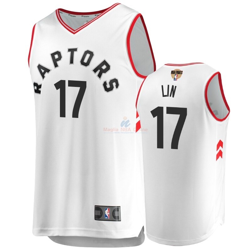 Maglia NBA Toronto Raptors 2019 Campionato Finali #17 Jeremy Lin Bianco Retro Association Acquista