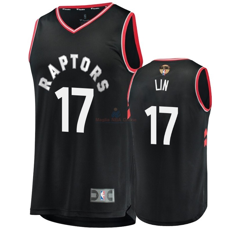 Maglia NBA Toronto Raptors 2019 Campionato Finali #17 Jeremy Lin Nero Statement Acquista