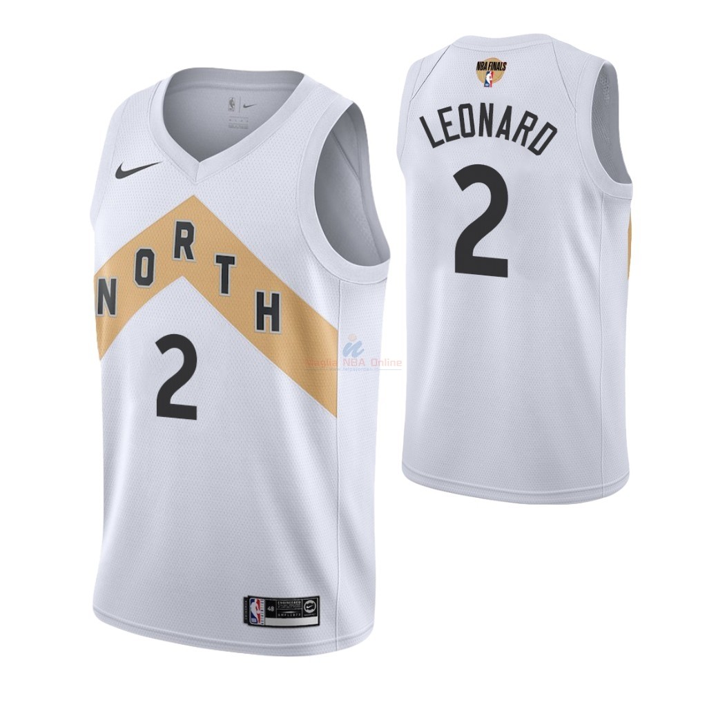 Maglia NBA Toronto Raptors 2019 Campionato Finali #2 Kawhi Leonard Bianco Città Acquista