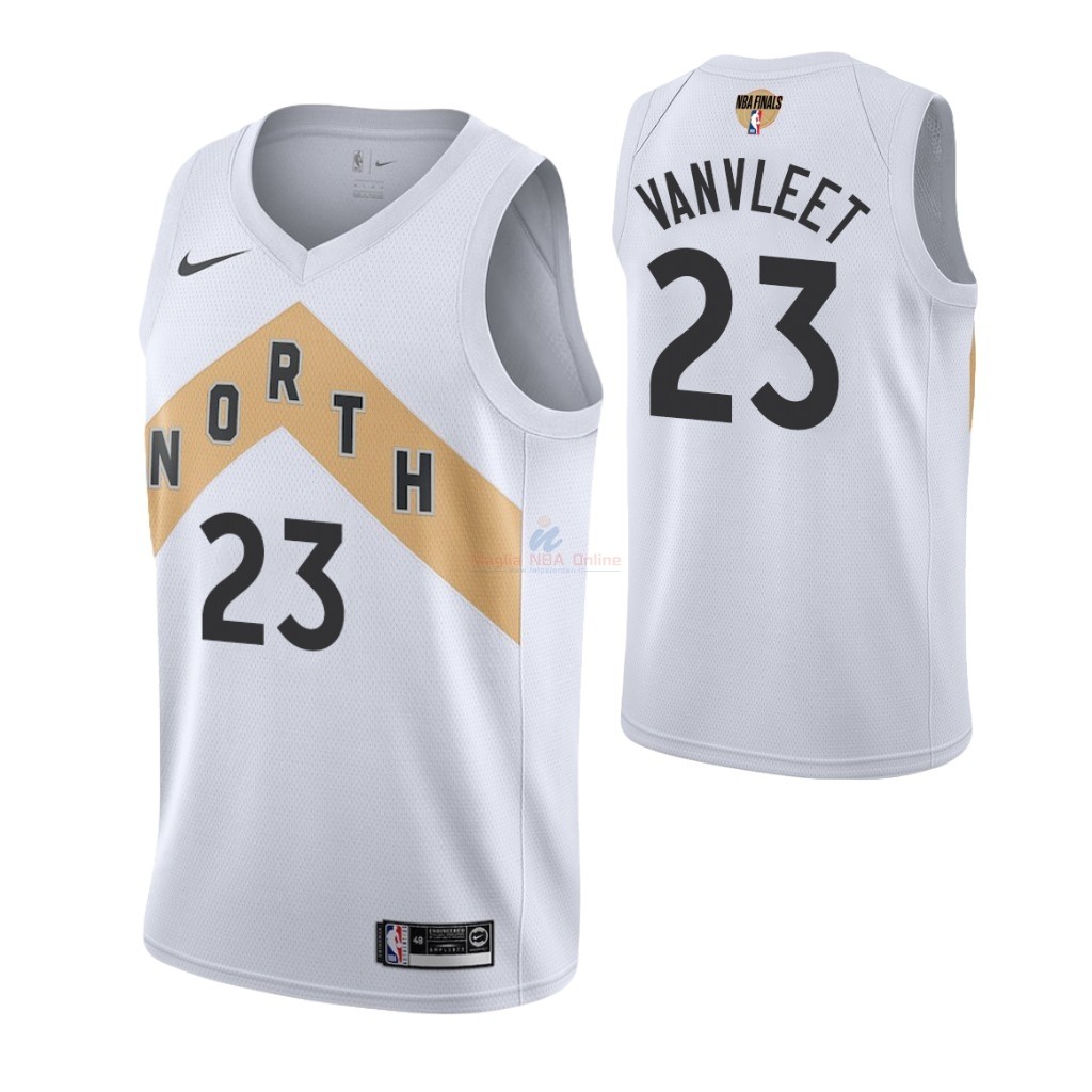 Maglia NBA Toronto Raptors 2019 Campionato Finali #23 Fred VanVleet Bianco Città Acquista