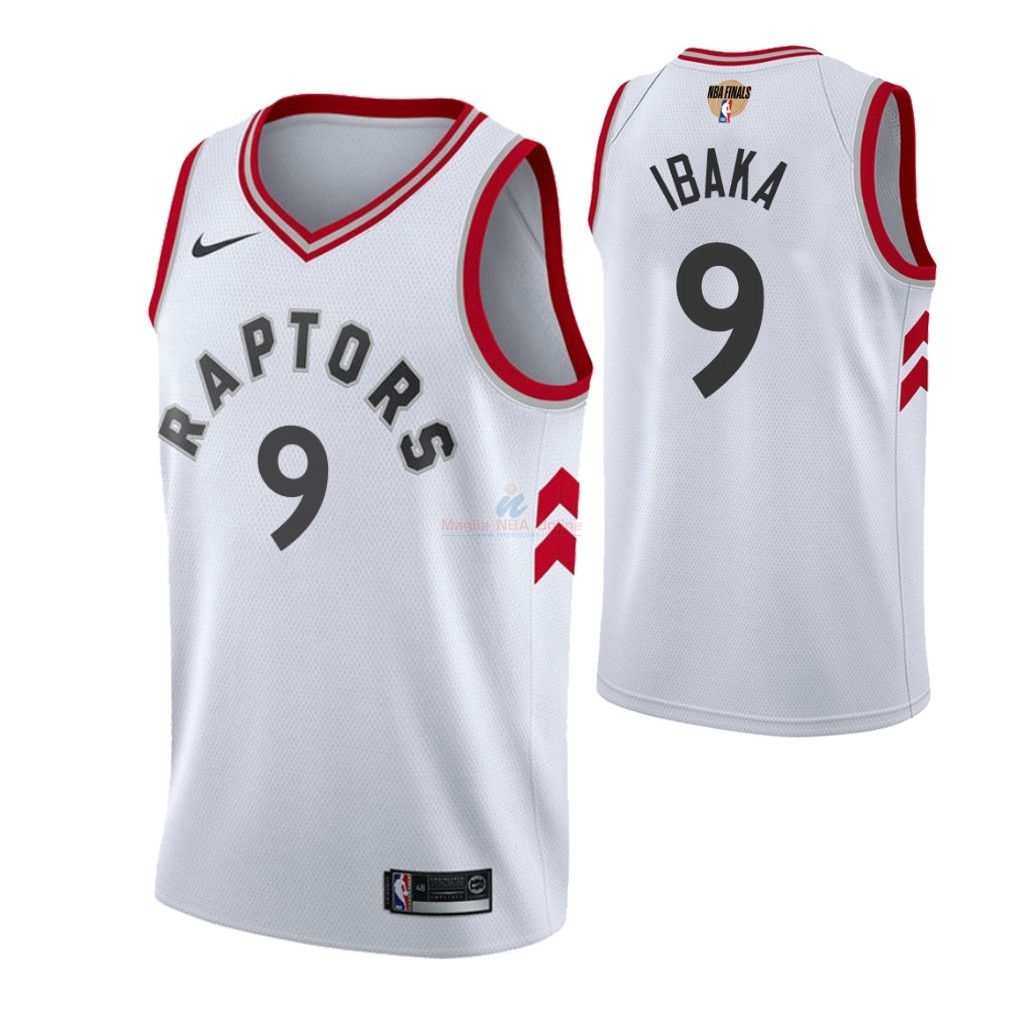 Maglia NBA Toronto Raptors 2019 Campionato Finali #9 Serge Ibaka Bianco Association Acquista