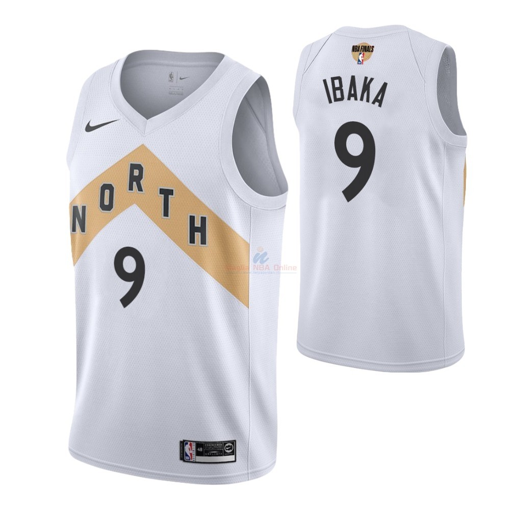 Maglia NBA Toronto Raptors 2019 Campionato Finali #9 Serge Ibaka Bianco Città Acquista