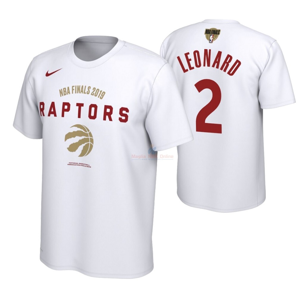 Maglia NBA Toronto Raptors 2019 Campionato Finali Manica corta #2 Kawhi Leonard Bianco 02 Acquista