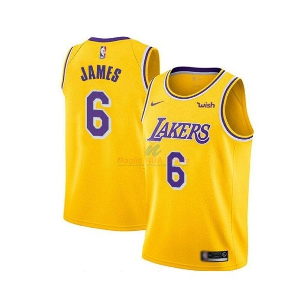 Maglia NBA Bambino Los Angeles Lakers #6 LeBron James Giallo 2019-20 Acquista