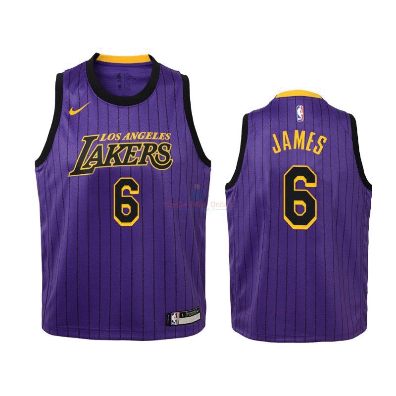 Maglia NBA Bambino Los Angeles Lakers #6 LeBron James Nike Porpora Città 2019-20 Acquista