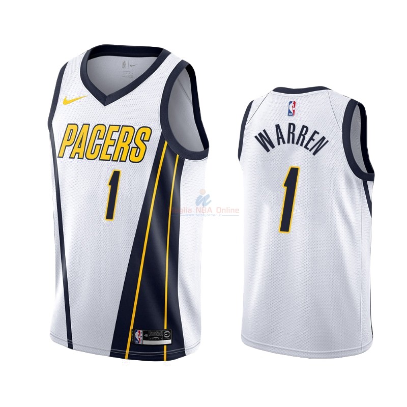 Maglia NBA Earned Edition Indiana Pacers #26 T.J. Warren Gray Bianco 2019-20 Acquista