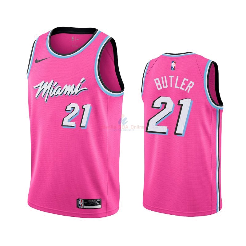Maglia NBA Earned Edition Miami Heat #21 Jimmy Butler Nike Rosa 2019-20 Acquista