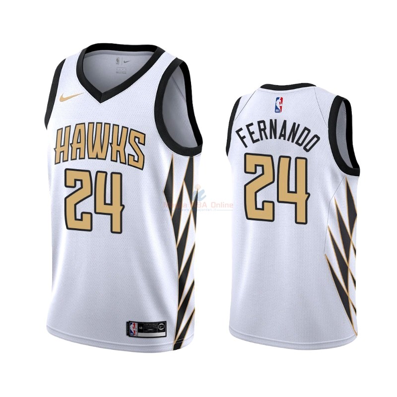 Maglia NBA Nike Atlanta Hawks #24 Bruno Fernando Nike Bianco Città 2019-20 Acquista