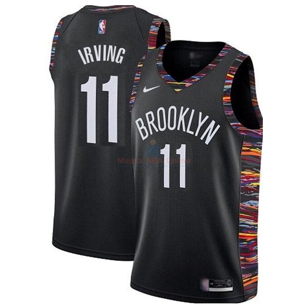 Maglia NBA Nike Brooklyn Nets #11 Kyrie Irving Nero Città 2019-20 Acquista