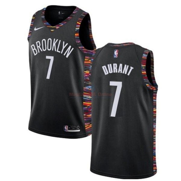 Maglia NBA Nike Brooklyn Nets #7 Kevin Durant Nero Città 2019-20 Acquista