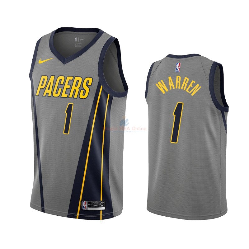 Maglia NBA Nike Indiana Pacers #1 T.J. Warren Gray Nike Gris Città 2019-20 Acquista