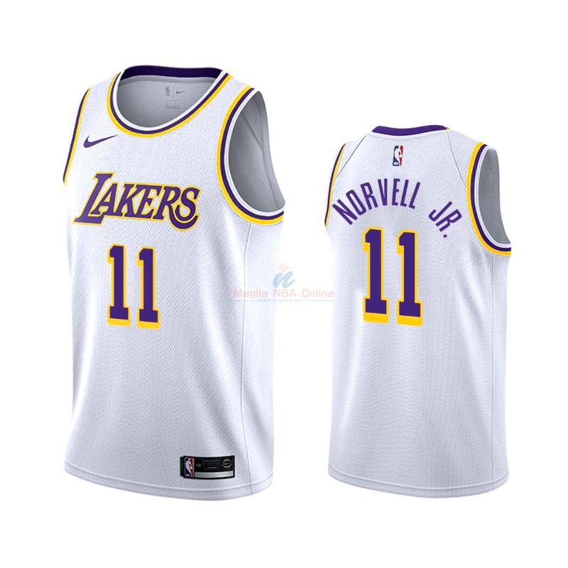 Maglia NBA Nike Los Angeles Lakers #11 Zach Norvell Jr Bianco Association 2019-20 Acquista