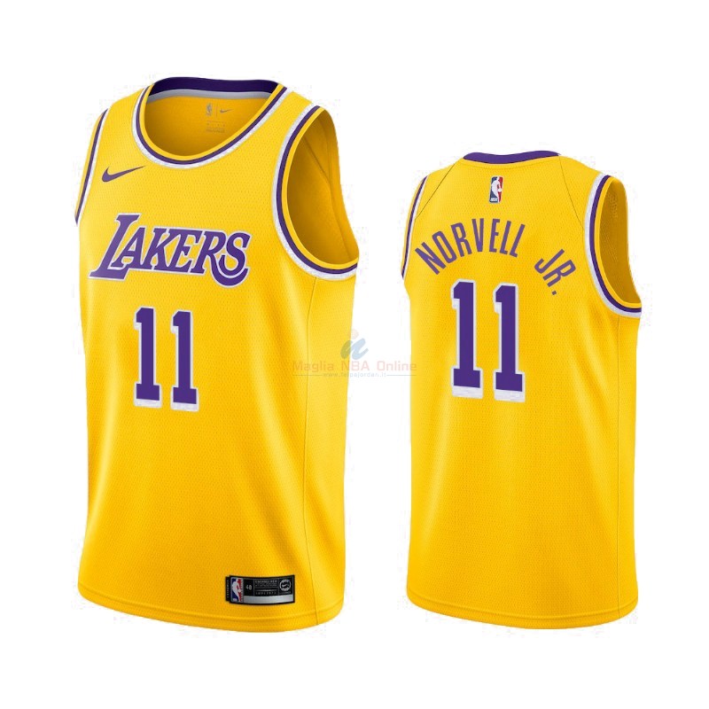 Maglia NBA Nike Los Angeles Lakers #11 Zach Norvell Jr Giallo Icon 2019-20 Acquista