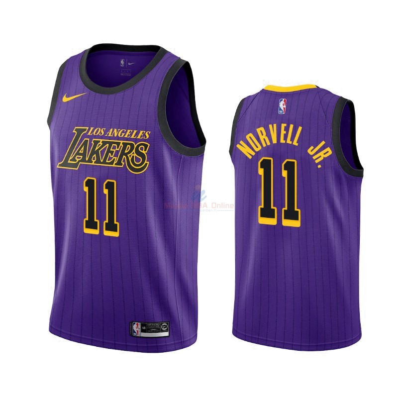Maglia NBA Nike Los Angeles Lakers #11 Zach Norvell Jr Nike Porpora Città 2019-20 Acquista