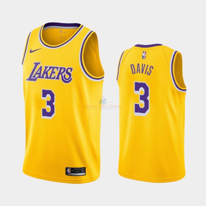 Maglia NBA Nike Los Angeles Lakers #3 Anthony Davis Giallo Icon 2019-20 Acquista