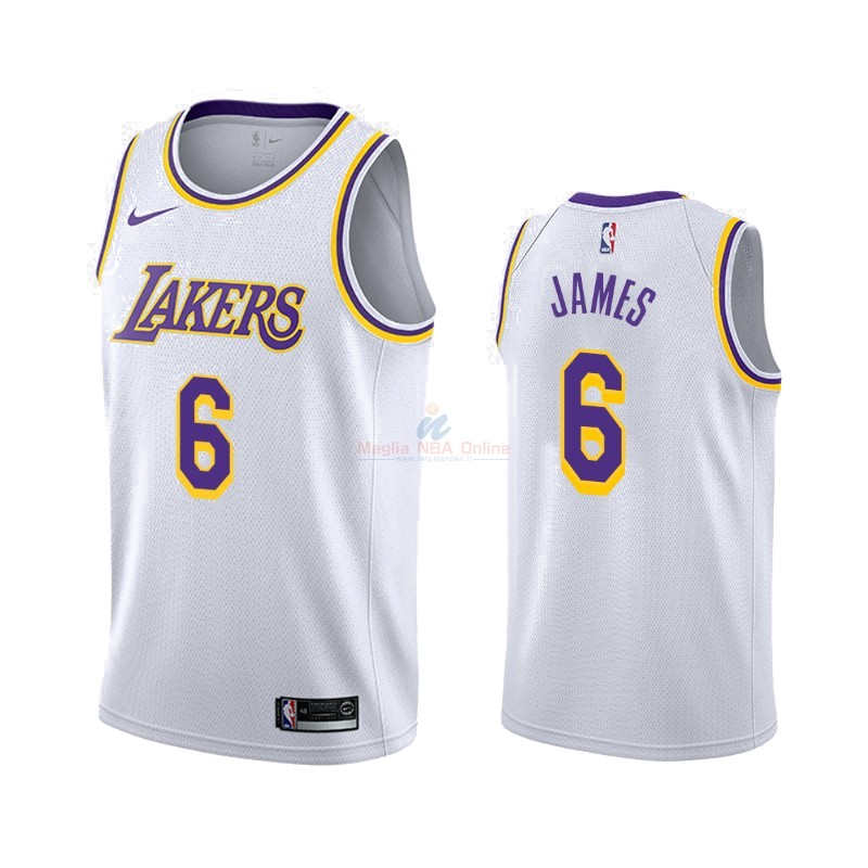 Maglia NBA Nike Los Angeles Lakers #6 Lebron James Bianco Association 2019-20 Acquista