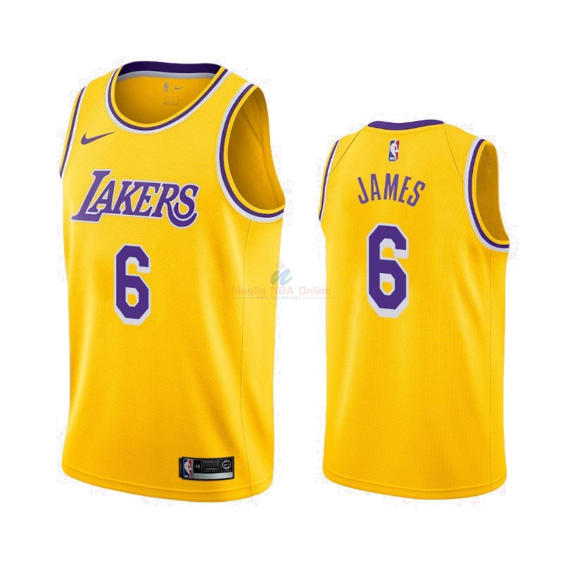 Maglia NBA Nike Los Angeles Lakers #6 Lebron James Giallo Icon 2019-20 Acquista