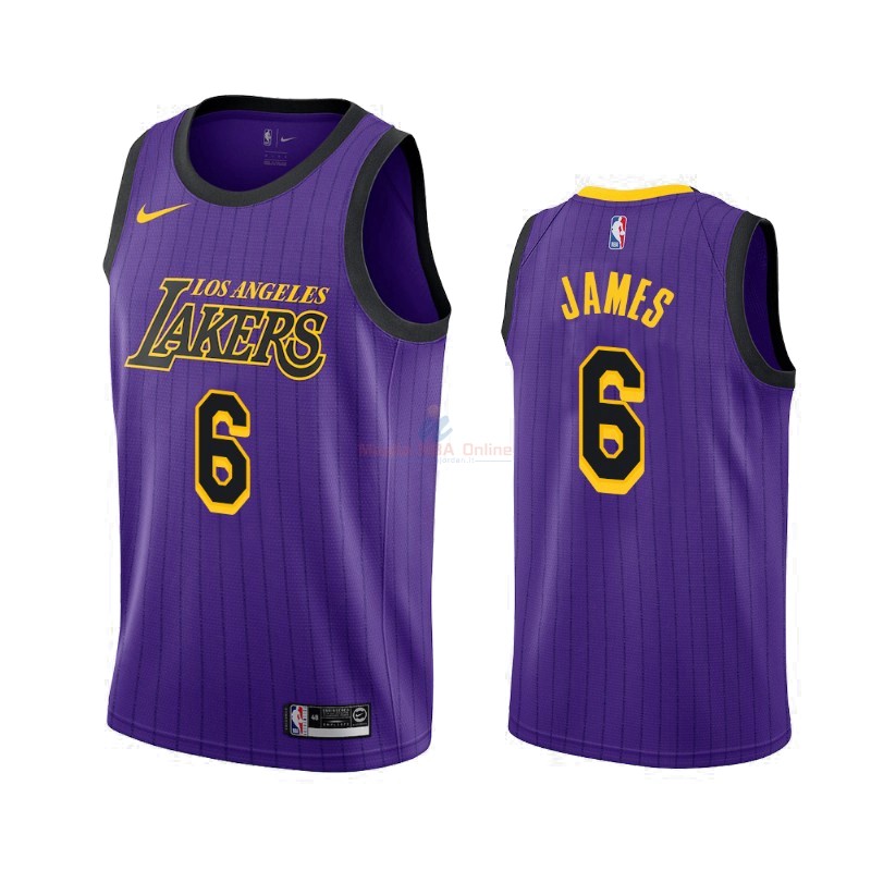 Maglia NBA Nike Los Angeles Lakers #6 Lebron James Nike Purpura Città 2019-20 Acquista