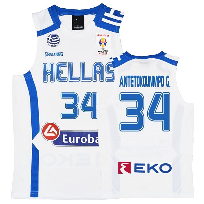 Coppa Mondo Basket FIBA 2019 Greece #34 Giannis Antetokounmpo Bianco Acquista