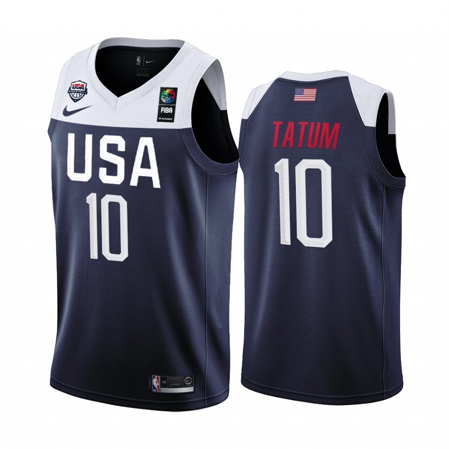 Coppa Mondo Basket FIBA 2019 USA #10 Jayson Tatum Bianco Marino Acquista