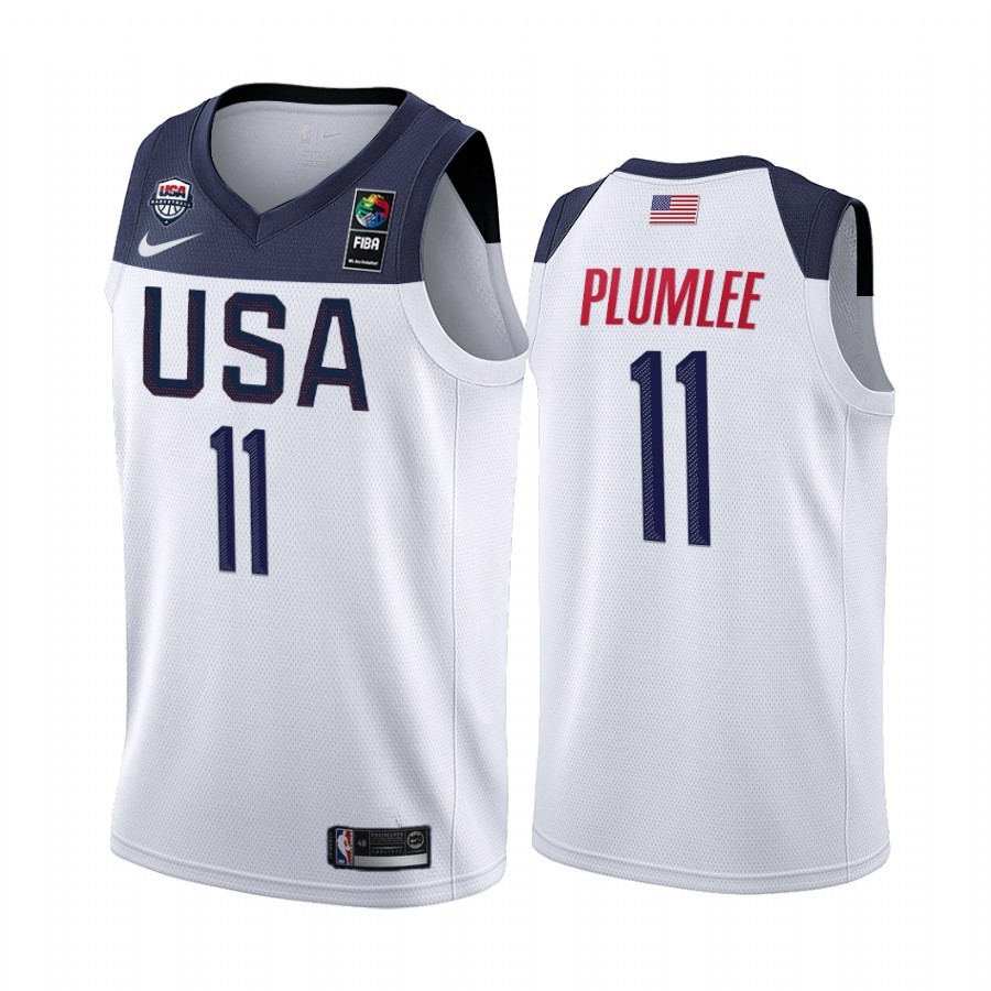 Coppa Mondo Basket FIBA 2019 USA #11 Mason Plumlee Bianco Acquista