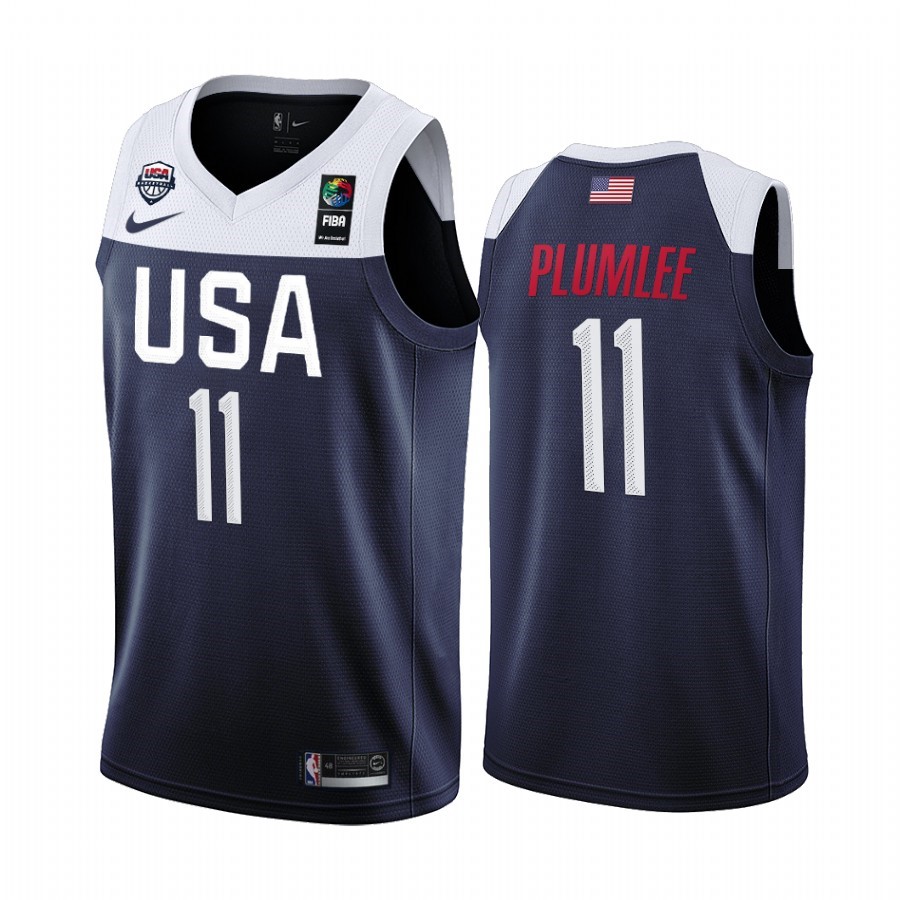 Coppa Mondo Basket FIBA 2019 USA #11 Mason Plumlee Bianco Marino Acquista