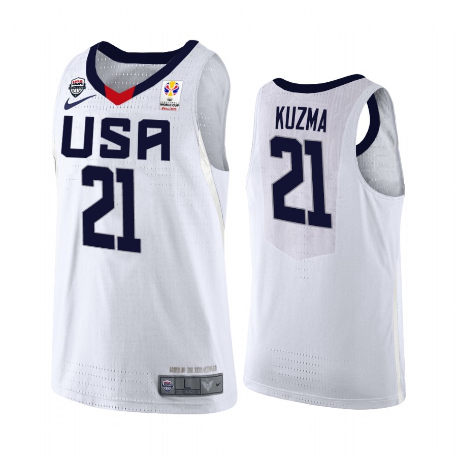 Coppa Mondo Basket FIBA 2019 USA #21 Kyle Kuzma Bianco Acquista