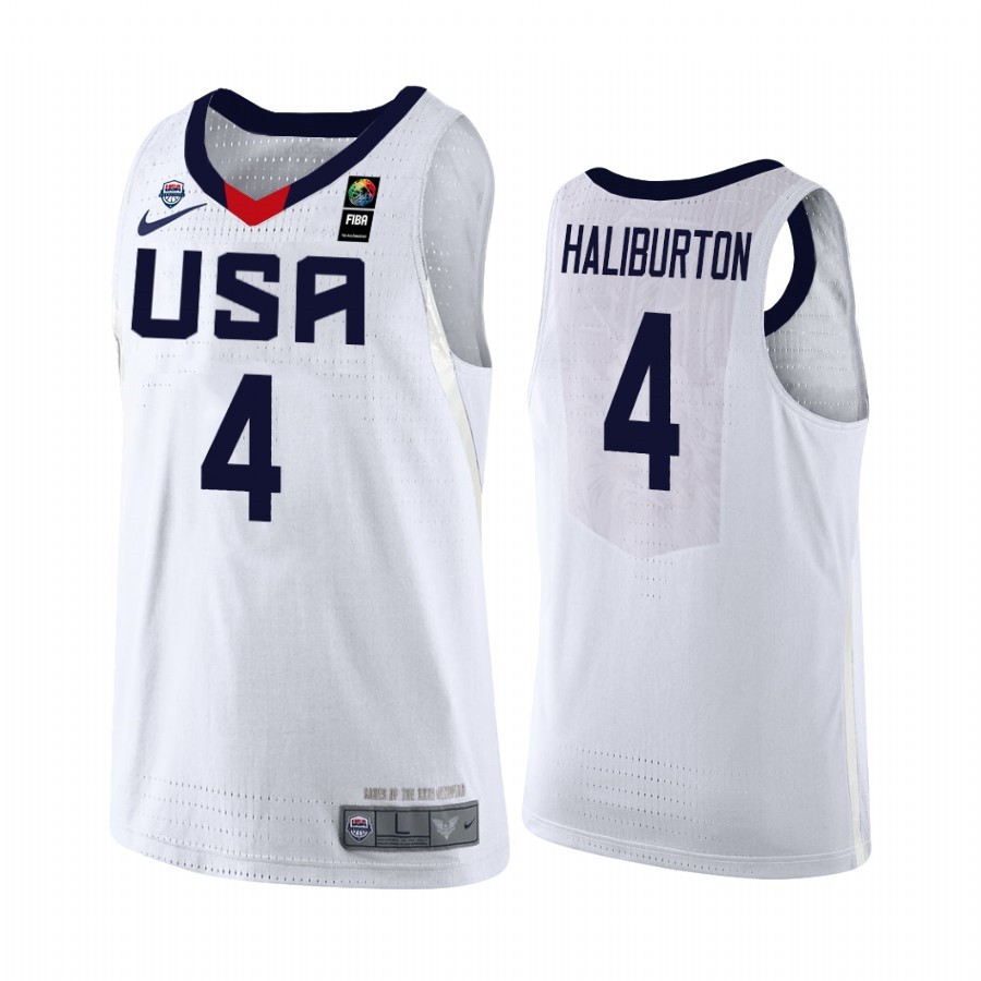 Coppa Mondo Basket FIBA 2019 USA #4 Tyrese Haliburton Bianco Acquista