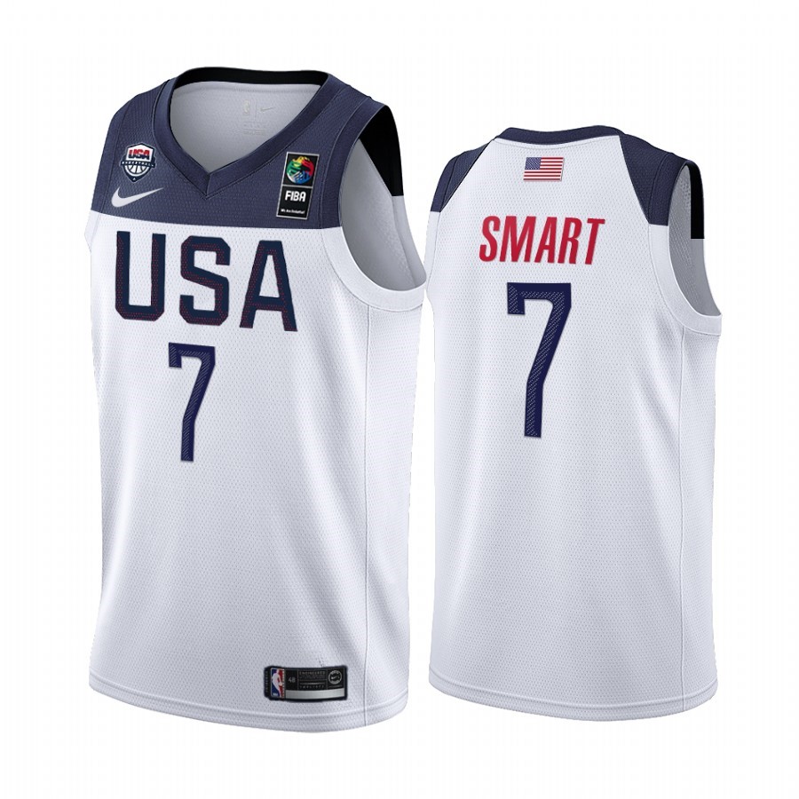 Coppa Mondo Basket FIBA 2019 USA #7 Marcus Smart Bianco Acquista