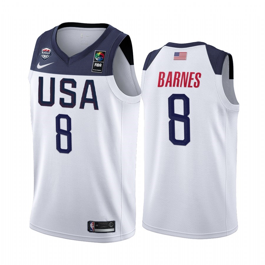 Coppa Mondo Basket FIBA 2019 USA #8 Harrison Barnes Bianco Acquista