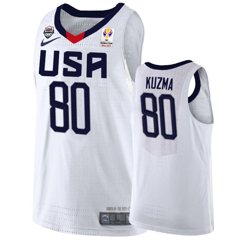Coppa Mondo Basket FIBA 2019 USA #80 Kyle Kuzma Bianco Acquista