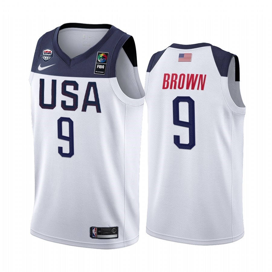 Coppa Mondo Basket FIBA 2019 USA #9 Jaylen Brown Bianco Acquista