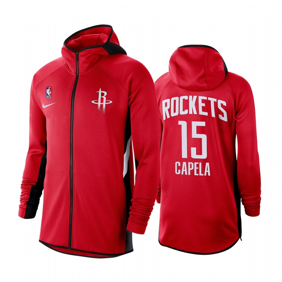 Felpe Con Cappuccio Houston Rockets #15 Clint Capela Rosso Acquista