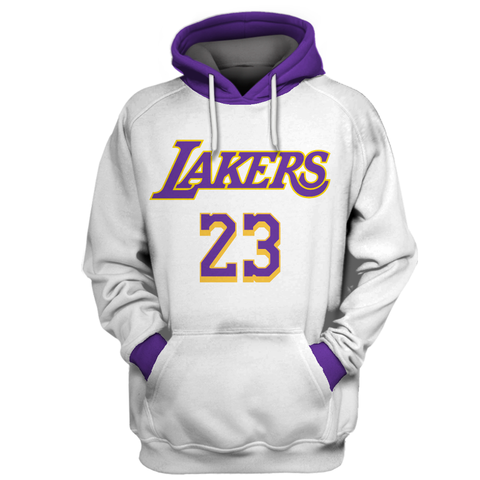 Felpe Con Cappuccio Los Angeles Lakers #23 LeBron James Bianco Rosso Acquista