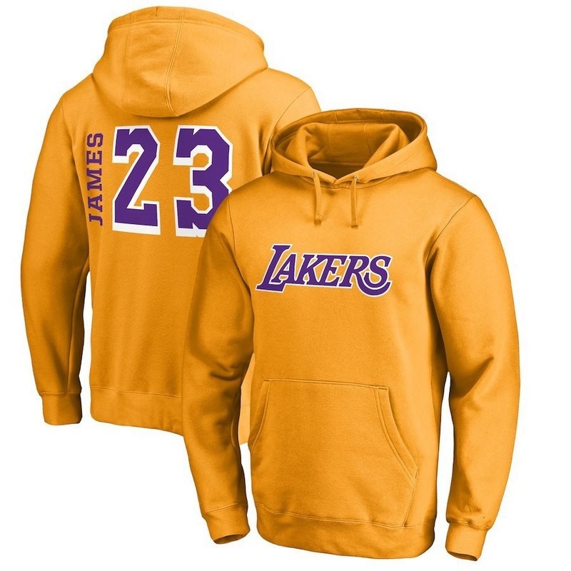 Felpe Con Cappuccio Los Angeles Lakers #23 LeBron James Jaune Acquista