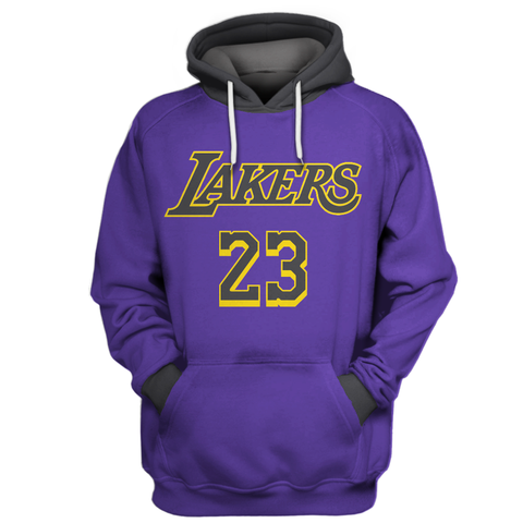 Felpe Con Cappuccio Los Angeles Lakers #23 LeBron James Pourpre Grigio Acquista