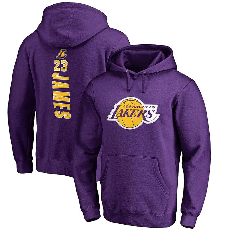 Felpe Con Cappuccio Los Angeles Lakers #23 LeBron James Pourpre Jaune Acquista