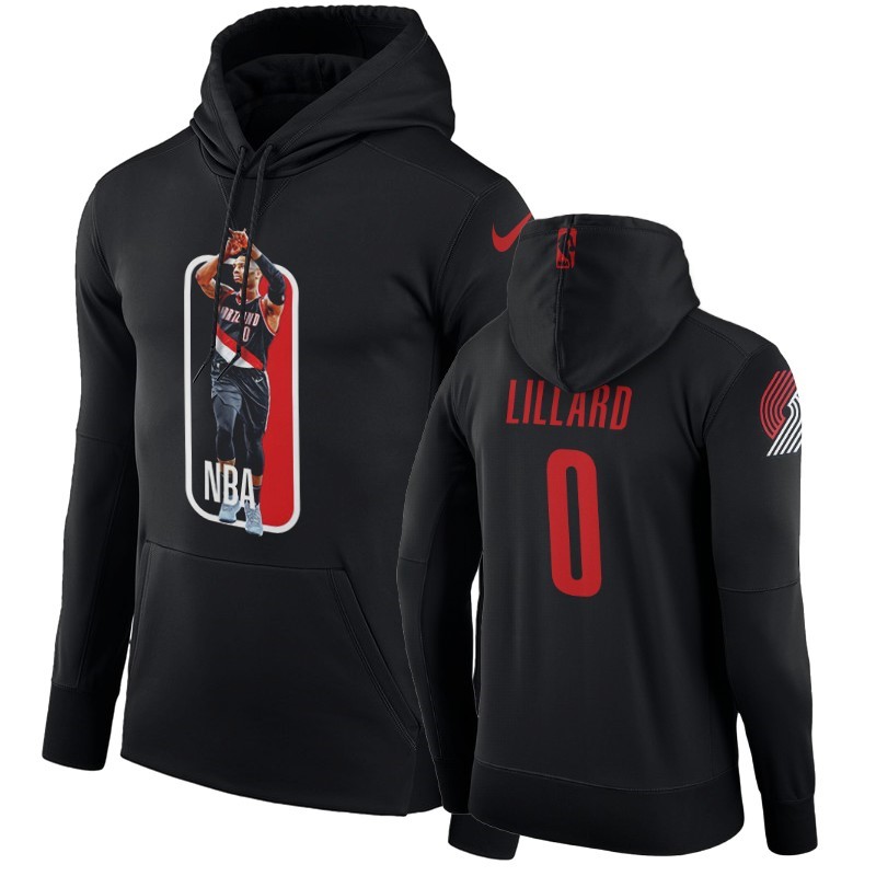 Felpe Con Cappuccio Portland Trail Blazers #0 Damain Lillard Nero Acquista