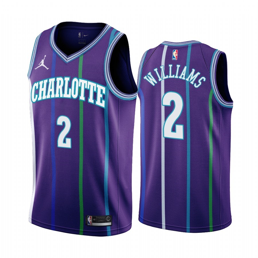 Maglia NBA Charlotte Hornets #2 Marvin Williams Pourpre Hardwood Classics 2019-20 Acquista