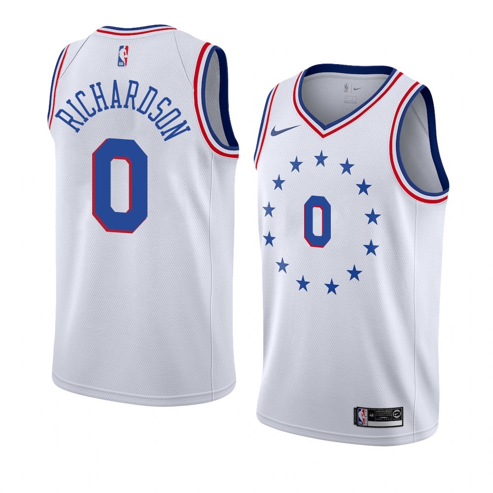 Maglia NBA Earned Edition Philadelphia Sixers #0 Josh Richardson Bianco 2019-20 Acquista