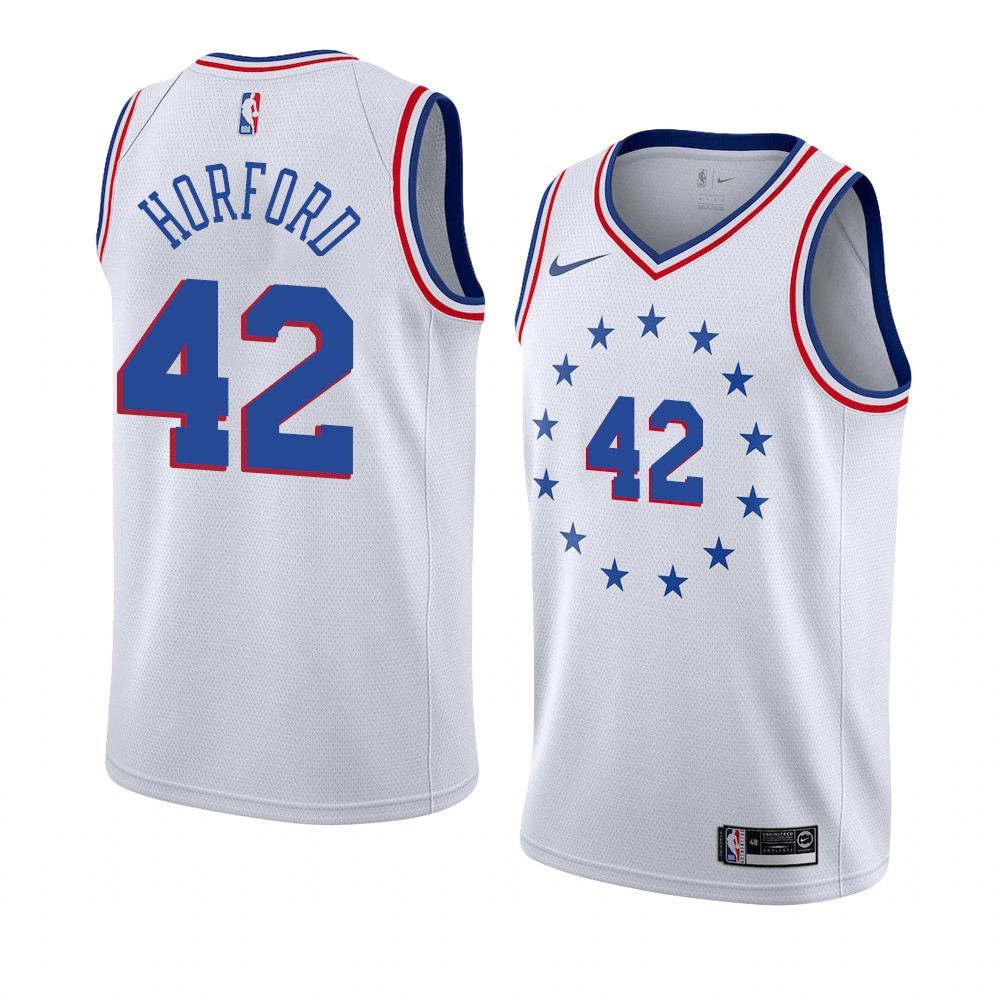 Maglia NBA Earned Edition Philadelphia Sixers #42 Al Horford Bianco 2019-20 Acquista