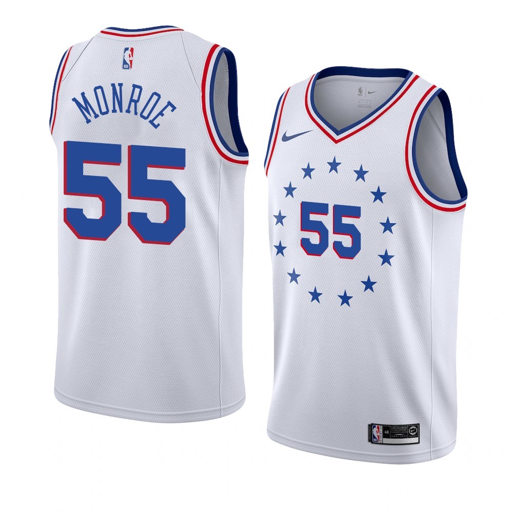 Maglia NBA Earned Edition Philadelphia Sixers #55 Greg Monroe Bianco 2019-20 Acquista