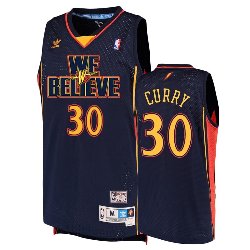 Maglia NBA Golden State Warriors #30 Stephen Curry Marino Hardwood Classics Acquista