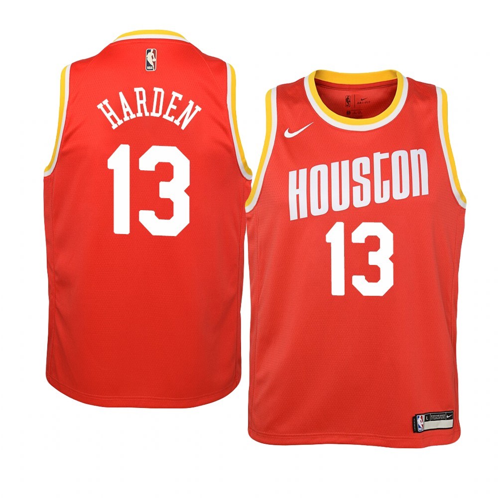 Maglia NBA Houston Rockets #13 James Harden Orange Hardwood Classics 2019-20 Acquista