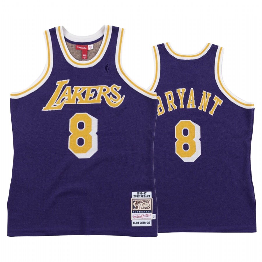 Maglia NBA Los Angeles Lakers #8 Kobe Bryant Pourpre Hardwood Classics 1996-97 Acquista