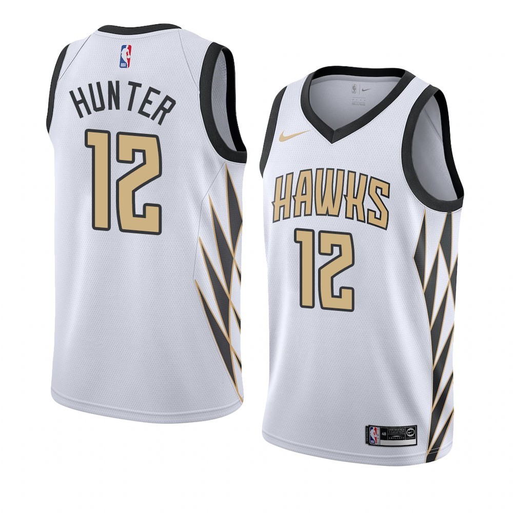 Maglia NBA Nike Atlanta Hawks #12 De'andre Hunter Bianco Città 2019-20 Acquista