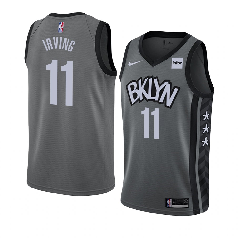 Maglia NBA Nike Brooklyn Nets #11 Kyrie Irving Grigio Statement 2019-20 Acquista